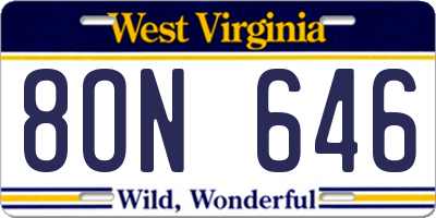 WV license plate 8ON646