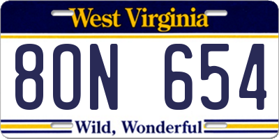 WV license plate 8ON654