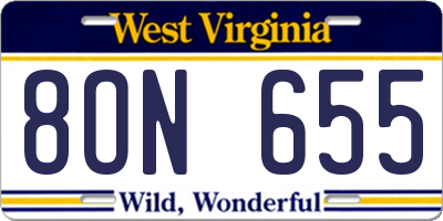 WV license plate 8ON655