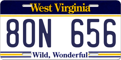 WV license plate 8ON656