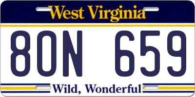 WV license plate 8ON659