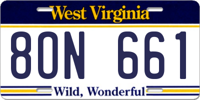 WV license plate 8ON661