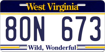 WV license plate 8ON673