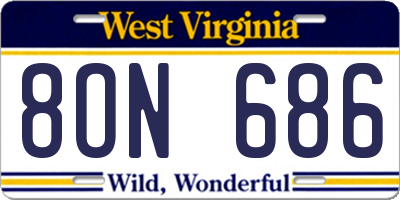 WV license plate 8ON686