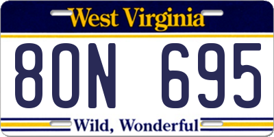 WV license plate 8ON695