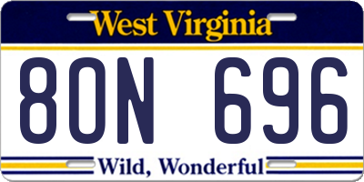 WV license plate 8ON696