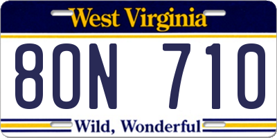 WV license plate 8ON710