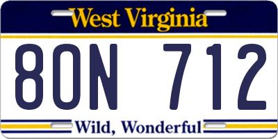 WV license plate 8ON712