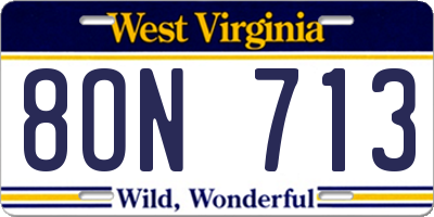 WV license plate 8ON713
