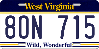 WV license plate 8ON715