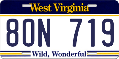 WV license plate 8ON719