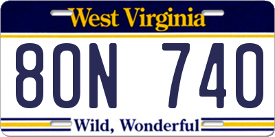 WV license plate 8ON740