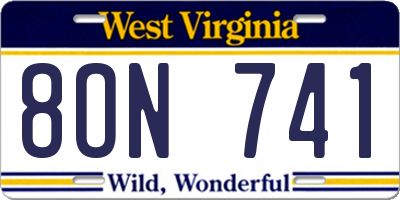 WV license plate 8ON741