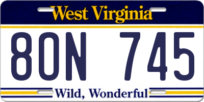 WV license plate 8ON745