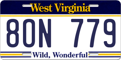 WV license plate 8ON779