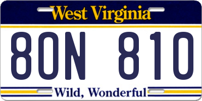 WV license plate 8ON810