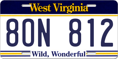 WV license plate 8ON812
