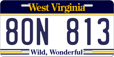 WV license plate 8ON813