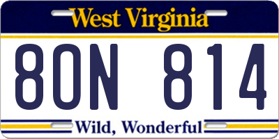 WV license plate 8ON814