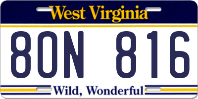 WV license plate 8ON816