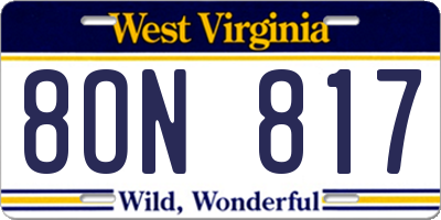 WV license plate 8ON817