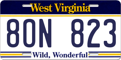WV license plate 8ON823