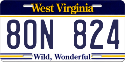 WV license plate 8ON824