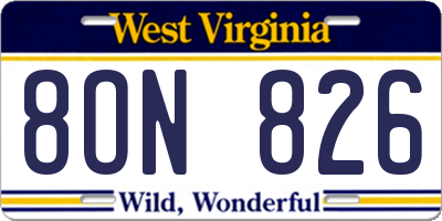 WV license plate 8ON826