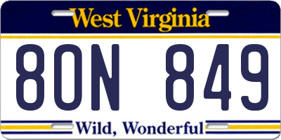 WV license plate 8ON849
