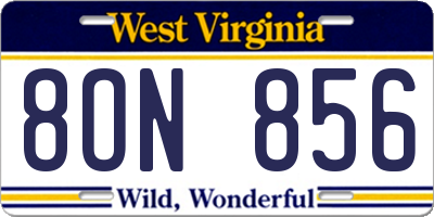 WV license plate 8ON856