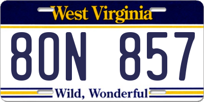 WV license plate 8ON857