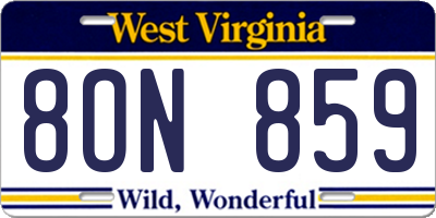 WV license plate 8ON859
