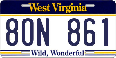 WV license plate 8ON861