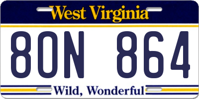 WV license plate 8ON864