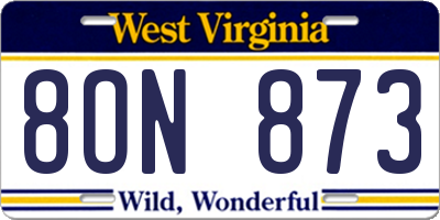 WV license plate 8ON873