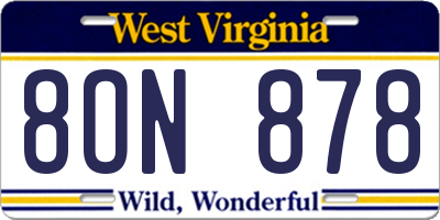 WV license plate 8ON878