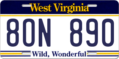 WV license plate 8ON890