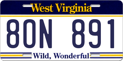 WV license plate 8ON891