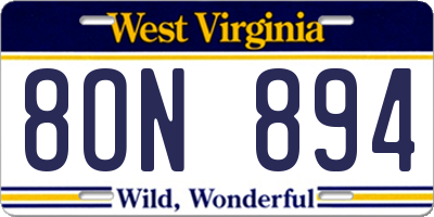 WV license plate 8ON894