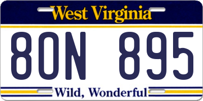 WV license plate 8ON895