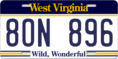 WV license plate 8ON896
