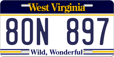 WV license plate 8ON897