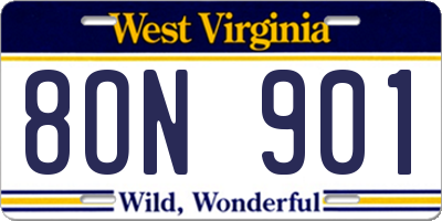 WV license plate 8ON901