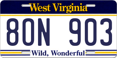 WV license plate 8ON903
