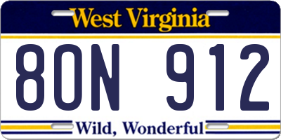 WV license plate 8ON912