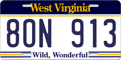 WV license plate 8ON913
