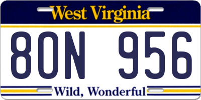 WV license plate 8ON956