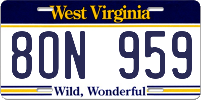 WV license plate 8ON959