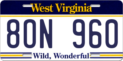 WV license plate 8ON960