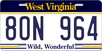 WV license plate 8ON964